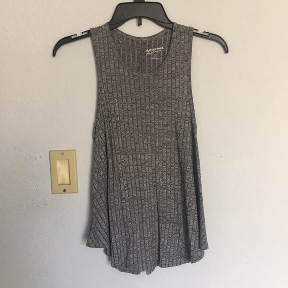 Grey Racerback Ribbed Tank Top - Picture 2 of 3